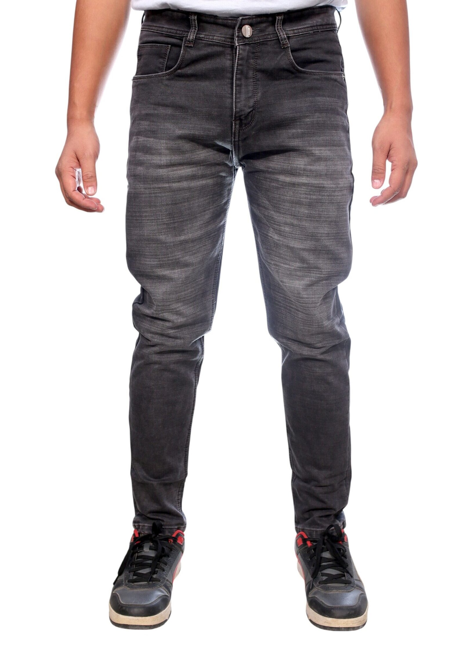 Slim Fit Dark Grey Washed Stretch Jeans