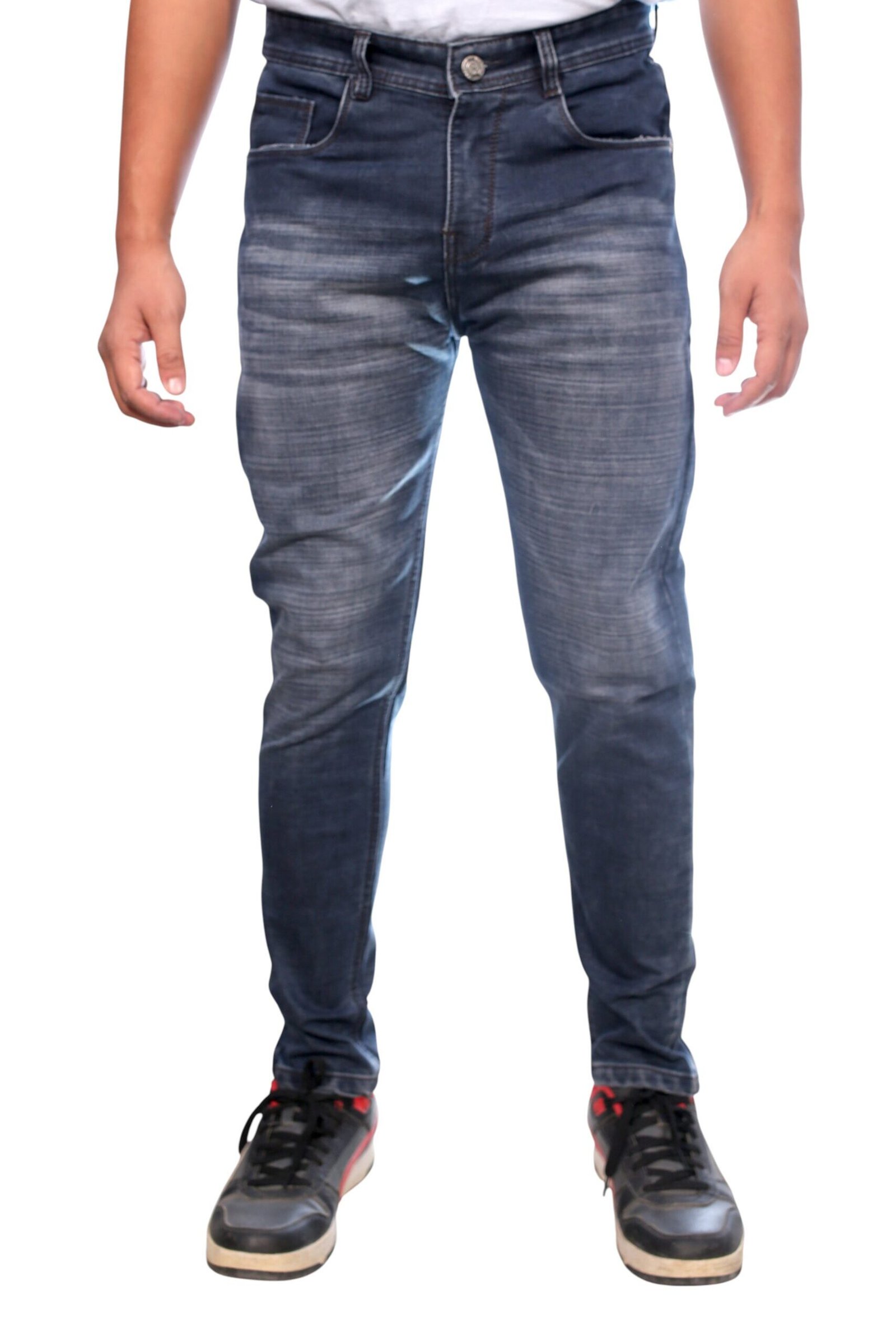 Slim Fit Mid Blue Washed Stretch Jeans