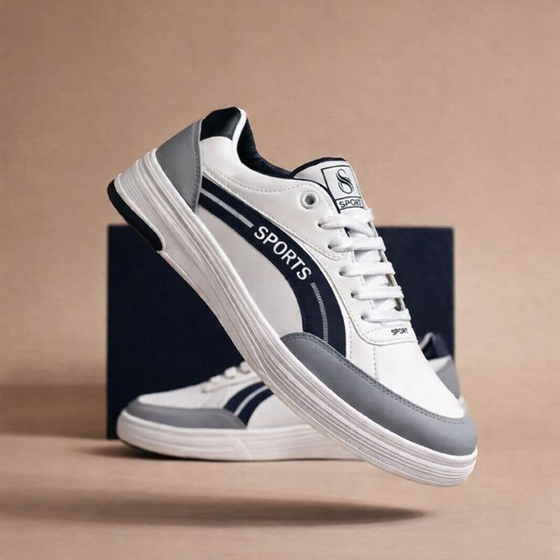 Chunky Sole White & Grey Sneakers